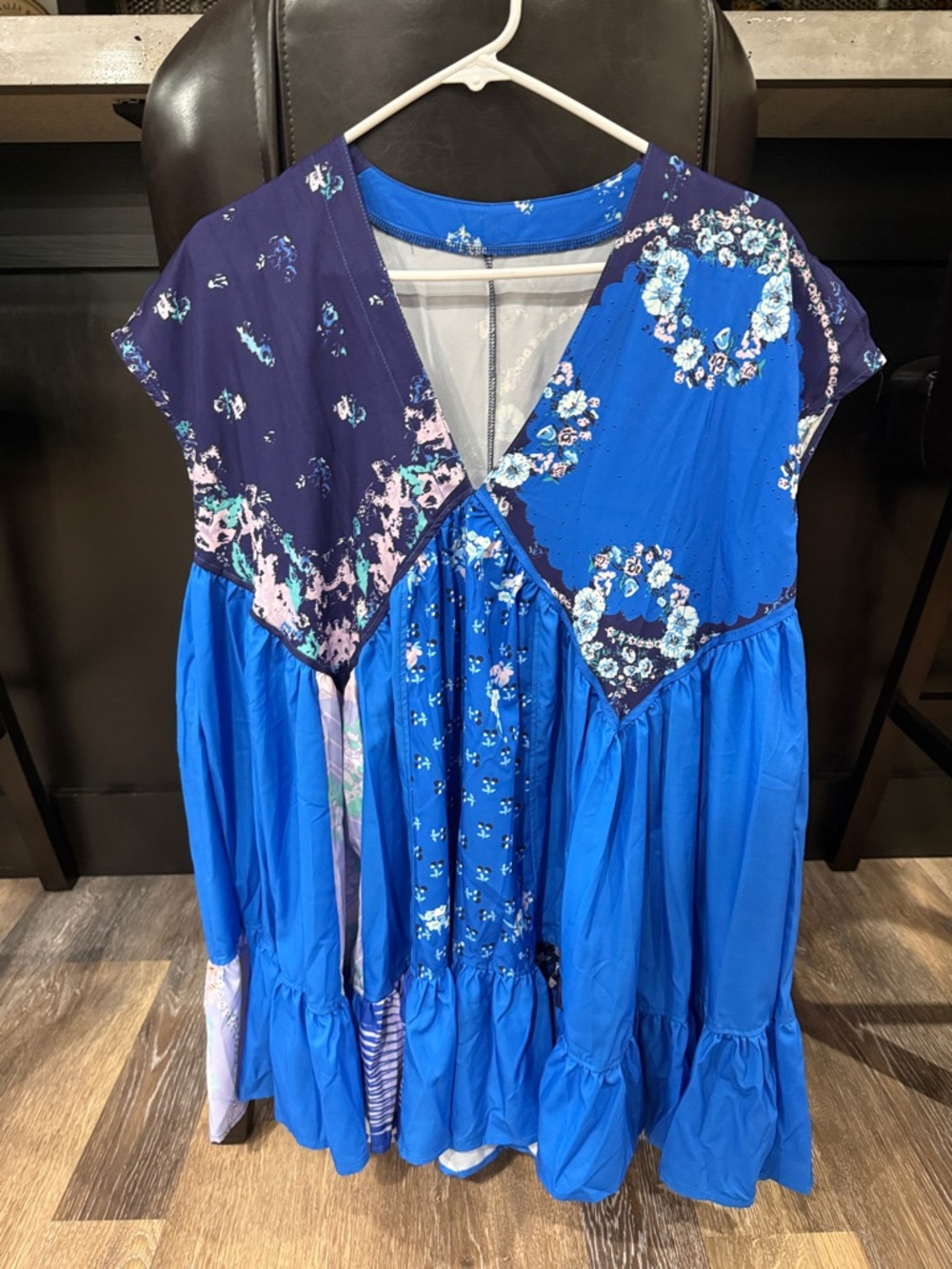 Blue Floral Patchwork Boho minidresses